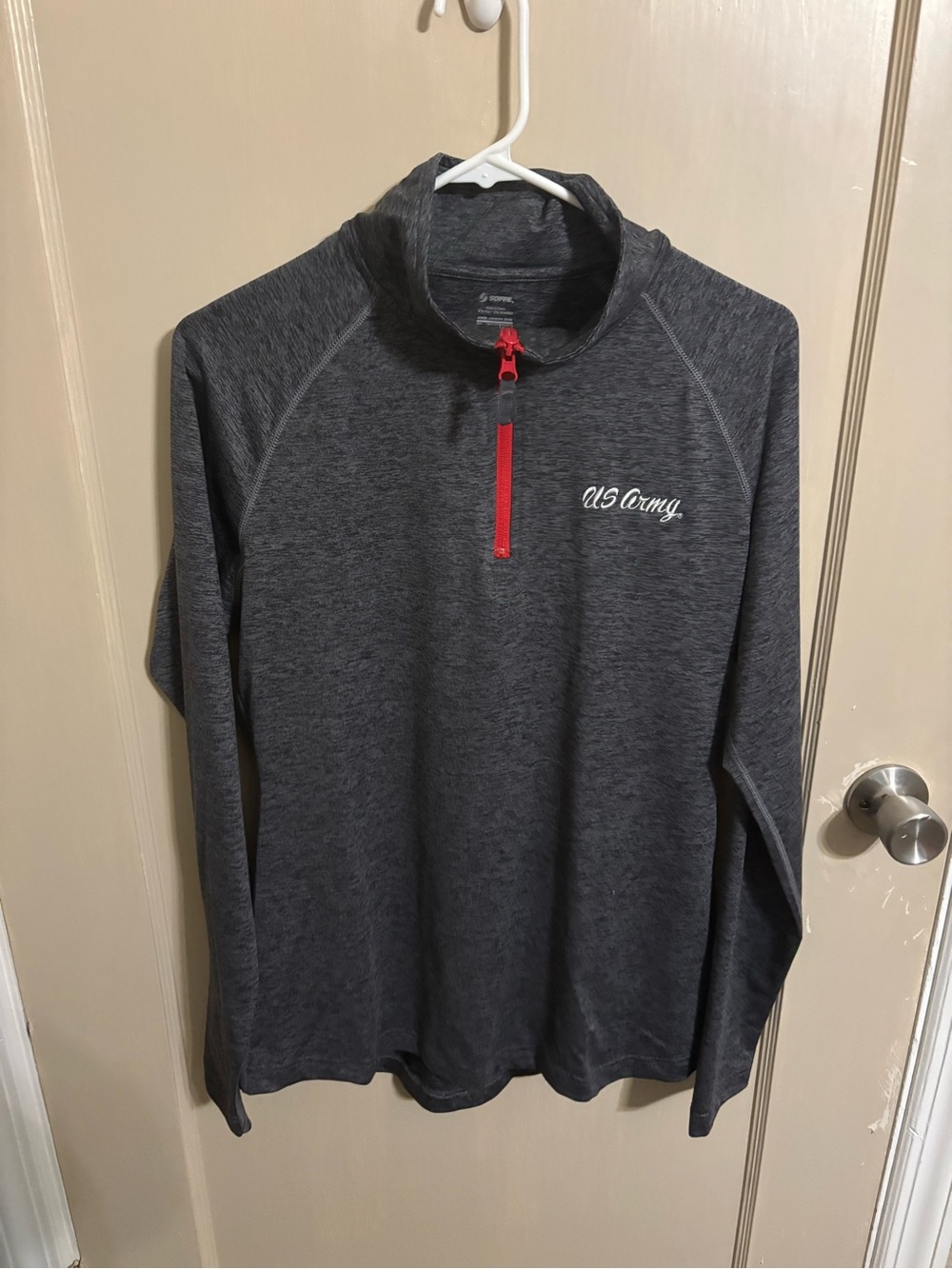 Soffe Dark Gray Athletic Pullover with Red Zipper
